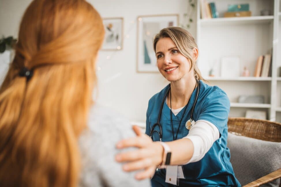Nurse in home visit for Christmas
